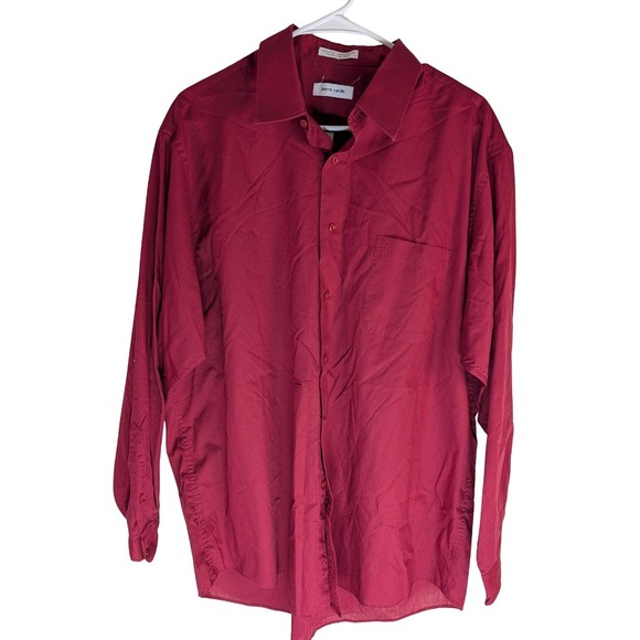 Pierre Cardin Other - Pierre Cardin Button Down Shirt Mens 17.5 34/35 Burgundy Long Sleeve Collared